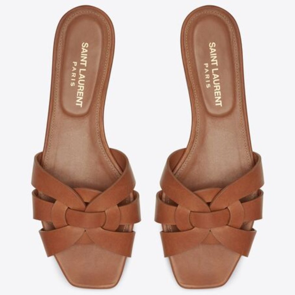 Saint Laurent Brown Leather Sandals